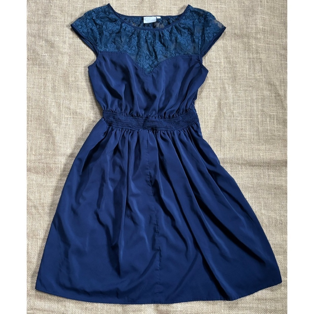 Eshakti Navy Blue Lace Sweetheart Neckline Dress Fits XS S Retro Dark Romance
